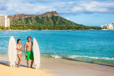 Surfing On Waikiki Beach Hawaii